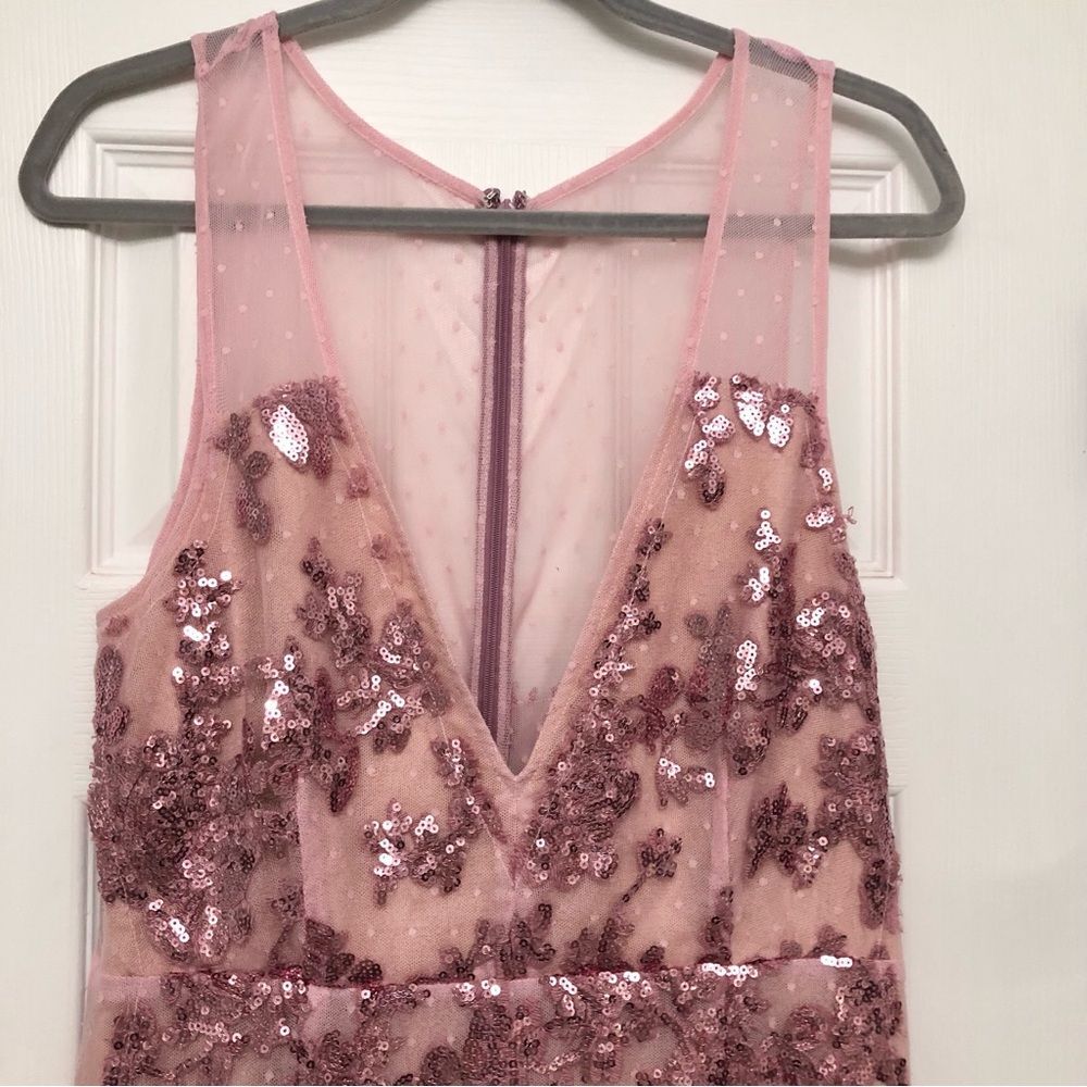 NBD x Revolve Pink Sequin Sweet Dreams Mini Dress Plunging Deep V-Neck L - Picture 5 of 9